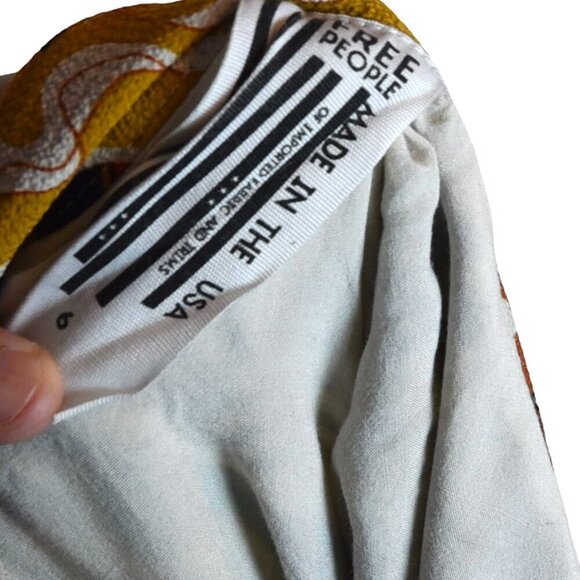 Free People USA Floral Wrap Midi Skirt Size 6 Boho A-Line Retro Print Festival V - Picture 6 of 8